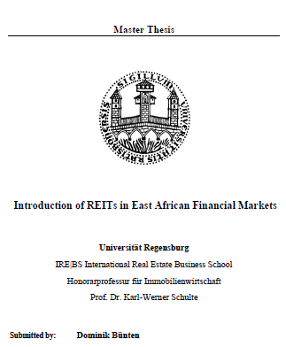 Introduction of REITs in East African Financial Markets