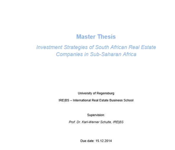 Investment Strategies of South African Real Estate Companies in Sub-Saharan Africa